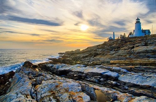 sunset lighthouse seascape clouds maine shore seashore hdr pemaquid pemaquidpointlight 3exp colorphotoaward pemaquidpiontlightstation bdp:lighthouse=pemaquidpoint wbnawneme
