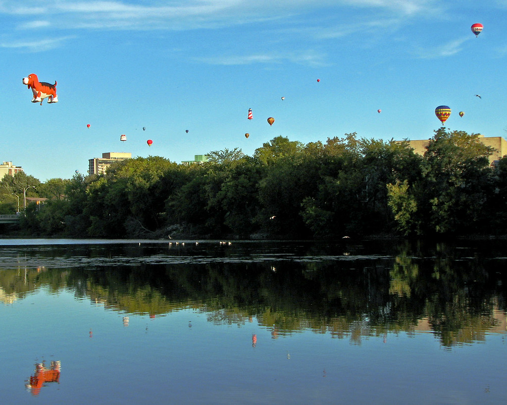 Ottawa Balloon Festival reflected in Rideau River