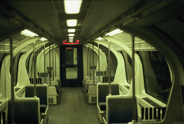 1986 Tube Stock - interior of blue train