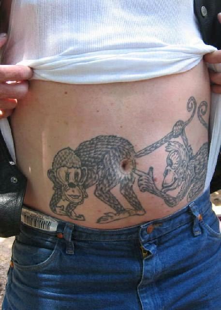 Funny - monkey tattoo on belly