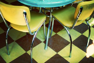Yellow Chairs Checkered Floor | by moriza