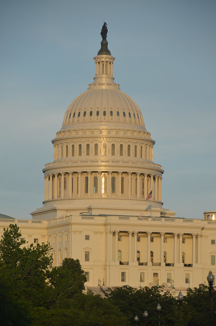 US Capitol dome at dusk