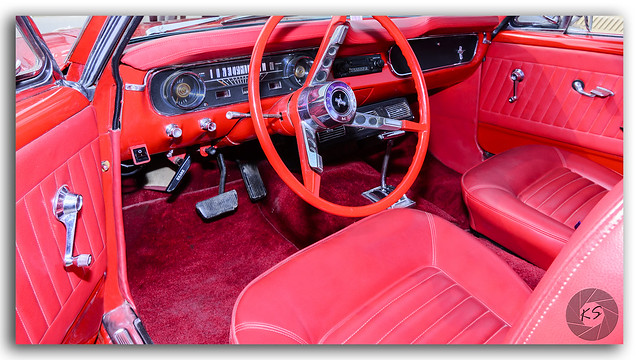 Close up of a 1964 1/2 Classic Vintage Ford Mustang dashboard