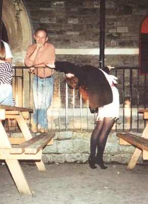 Alex Tsander, Hypnotist,  Archive Image: Customer performs at the barre, Bristol, 1993. | by Alex Tsander: Hypnotist-Style Illusionist.