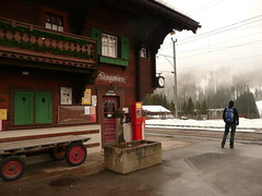 Waiting for a train at Langwies railway station