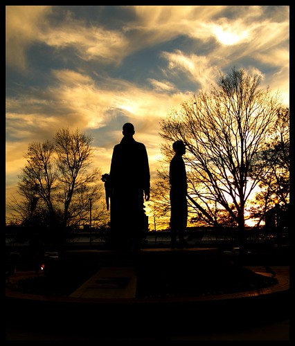 Integration by Fernando X. Sanchez, Integration Statue at Florida State University.

Tallahassee, Florida. January 2008sunset sky sun co