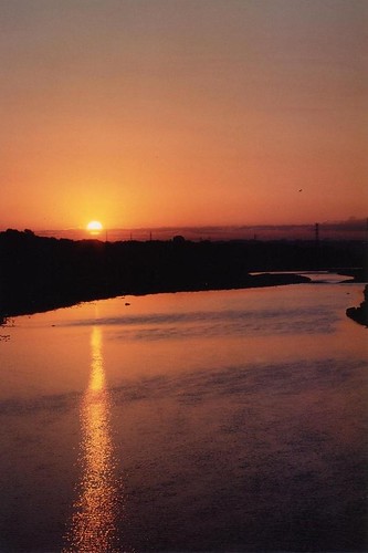 morning bridge blue red sky sun color water japan sunrise river one rise sagamihara osunecco