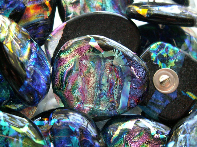 polished glass buttons, 2