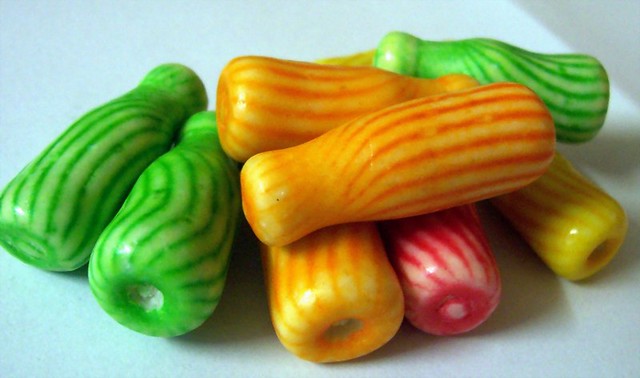 Colourful skittle bubble gum