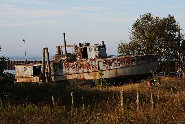 #84 Lake Superior Scene. Drydock Derelict,  Photo by Wes