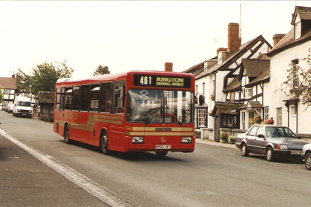 M960VWY passing through Weobley in July 1996