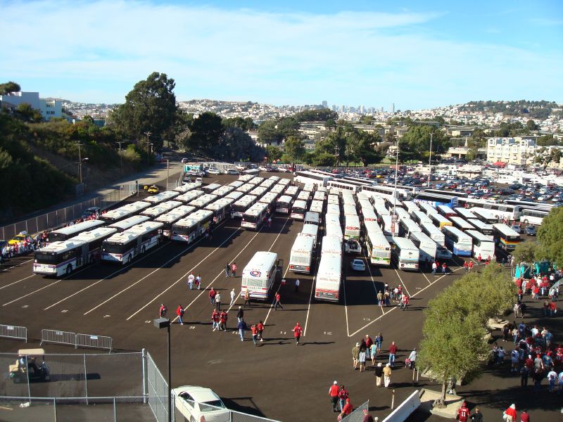 San Francisco 49er Bus Parking Lot at Candlestick Park.