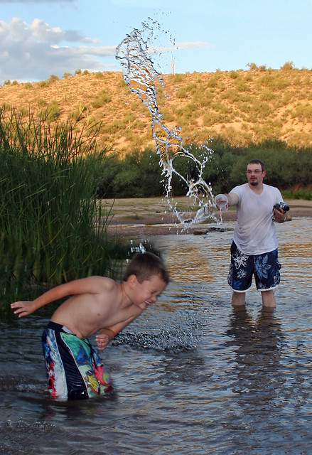 Dad splashing David