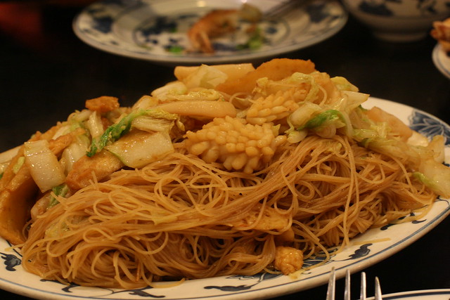 pancit bihon - seafood stir fried rice noodles
