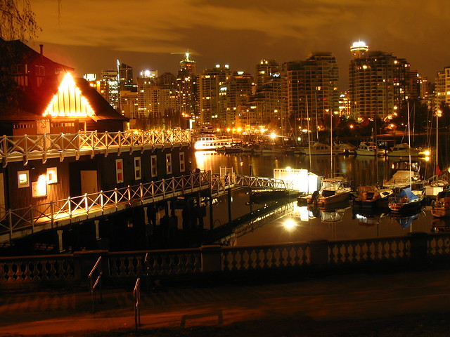 Vancouver yacht club by night