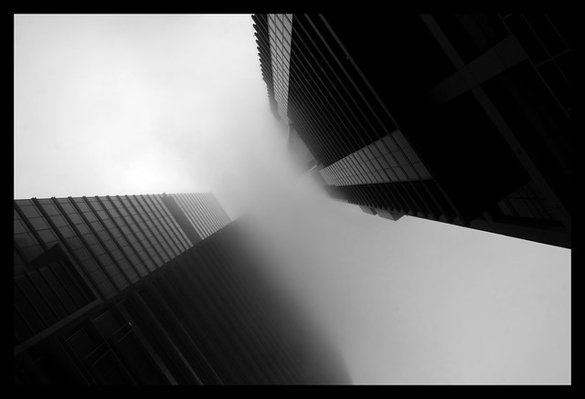 World Tower shrouded in fog