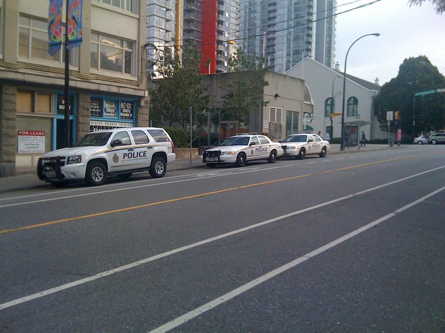 3 transit police vehicles at Stadium Station