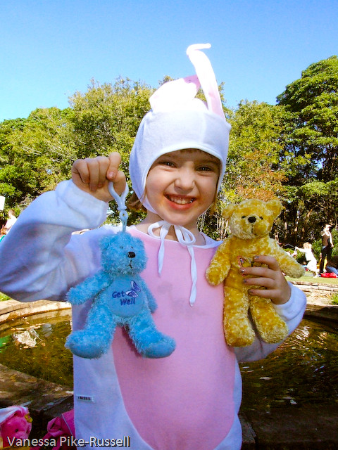Siobhan dressed as bunny rabbit at Wollongong Conservatorium of Music's Teddy Bears Picnic