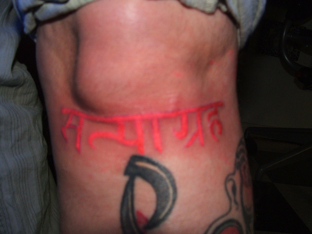 Angel's mantra | Black light tattoo in sanskrit | Karen Slafter | Flickr