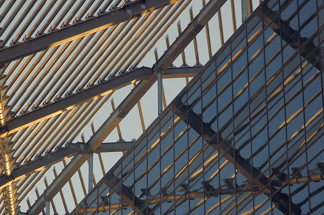 sunsetlight on glass and steel