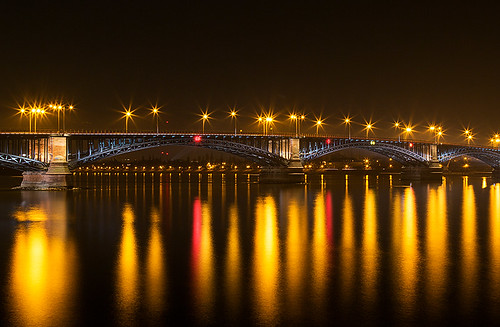 bridge light reflection water lamp river rhine mainz sabinche mayence theodorheussbridge canoneos5dmarkiii