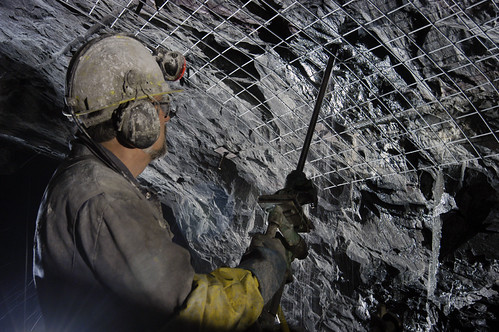 Drilling upholes with a Stoper at the Kiena Mine - Val d'Or, Quèbec | by Wesdome