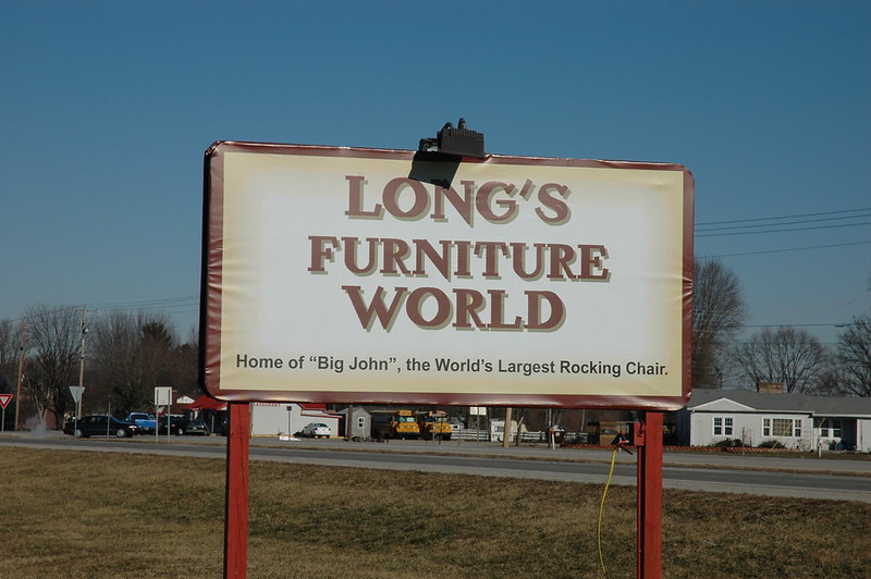 At the southwest corner of County Road 400 South and US-31, just south of Amity, Indiana, sits Long's Furniture World.