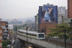 Medellin's sparkling Metro and Botero billboard behind