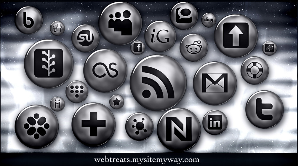 Free Social Media Networking Icons - Ultra Glossy Silver Buttons