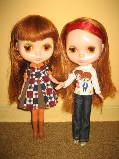 Kenner Blythes Red Haired Chunky Bangs and Side Part