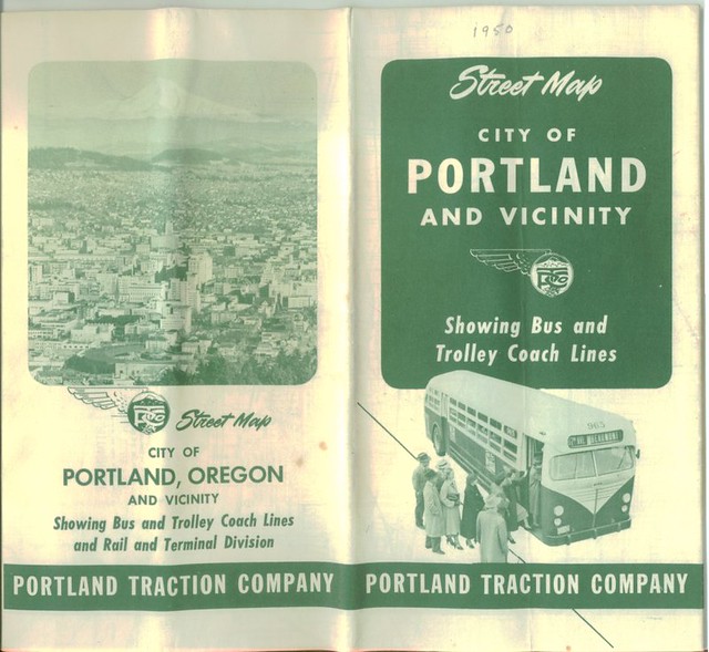 1950 Portland trolley map cover