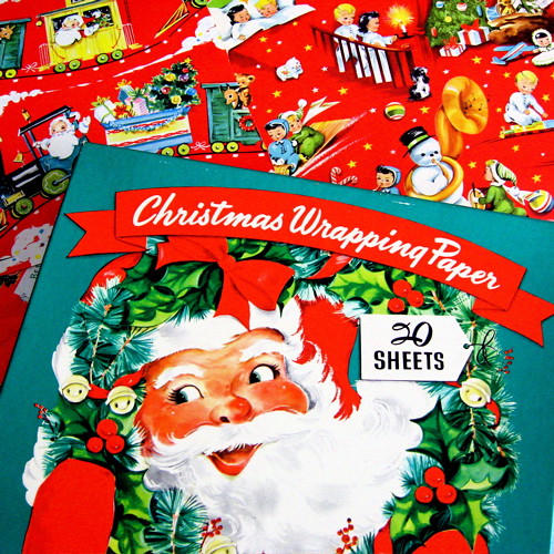 Vintage Christmas Wrapping Paper Box
