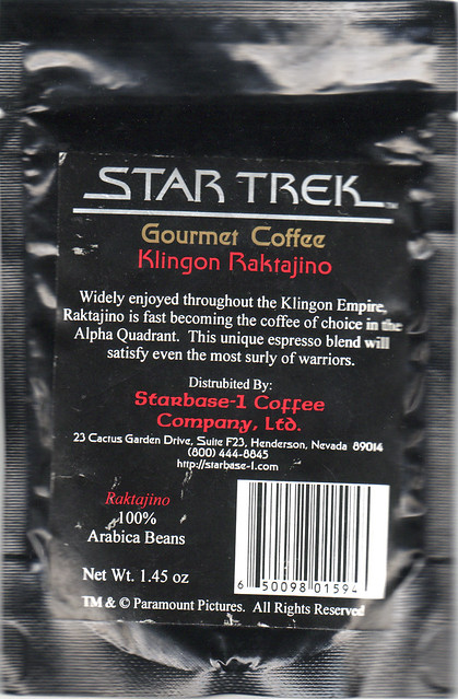 Klingon Raktajino (back of package)