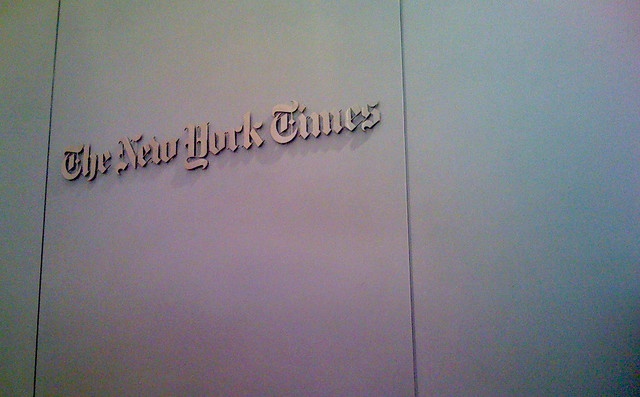 Lobby sign at New York Times