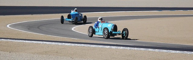 Great Bugatti Vinatage Racers at the Monterey Historics