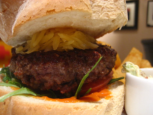 Hamburger at Darcy's Cafe.