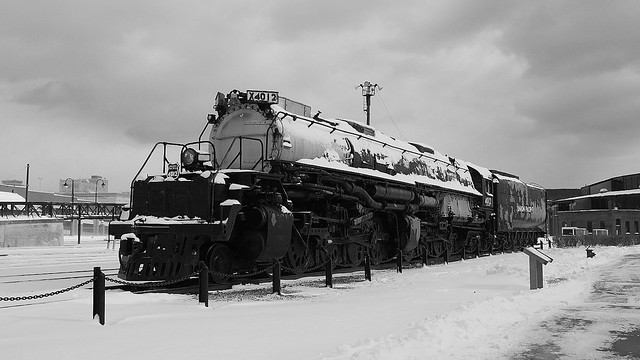 Union Pacific Big Boy 4012 In The Snow Black and White!