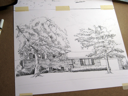still more tree work, all brick shaded in, more landscaping filled in | by mike thomas