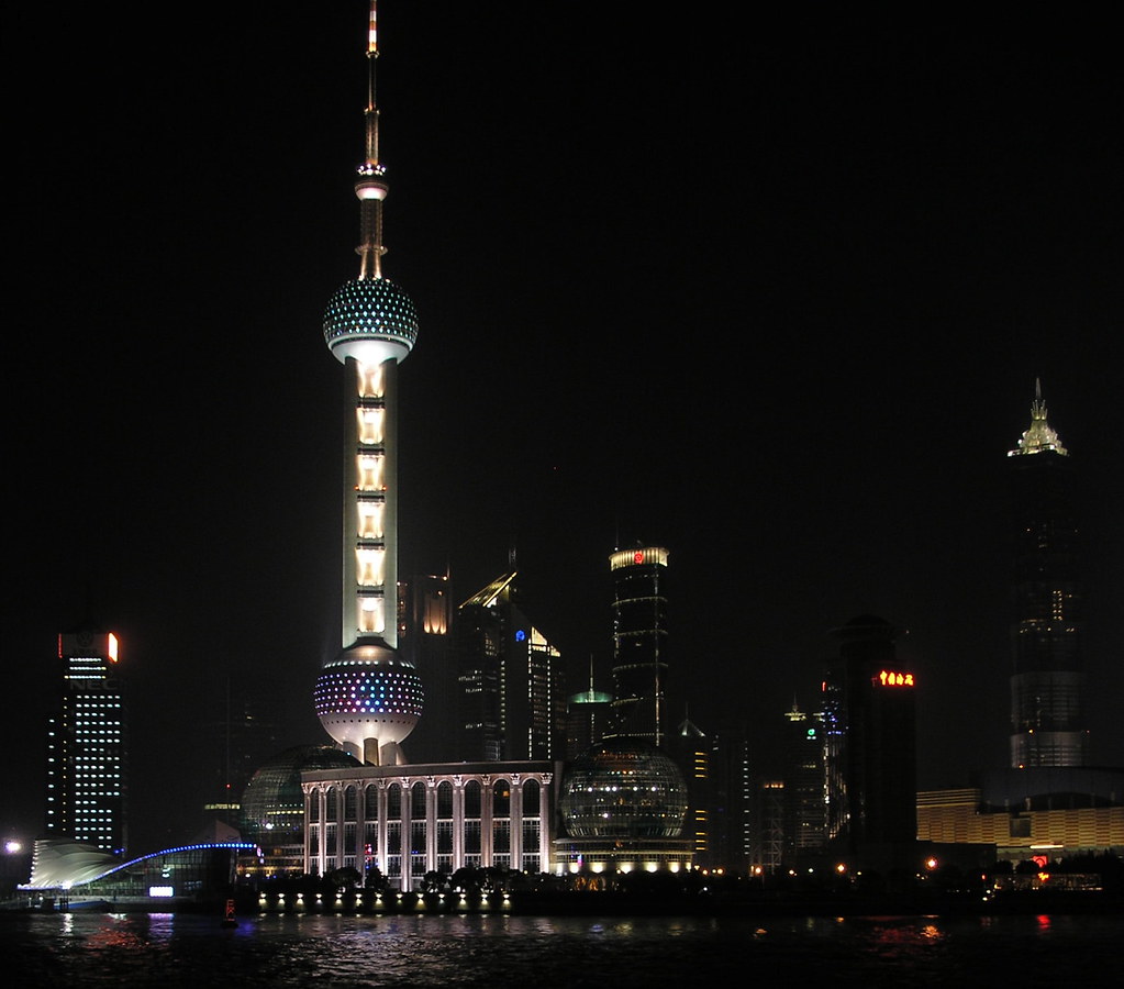 Shanghai at Night | New city skyline lit up at night. | George Lunsford ...