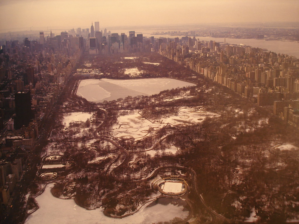 Above New York City Central Park 1980's