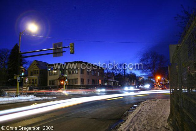 Minneapolis Intersection at Night