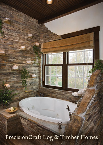 Master Bathroom | Custom Hybrid Log & Timber Home | PrecisionCraft Log & Timber Homes