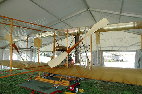 Wright Flyer d by Jeff-o-matic, View from the right rear quarter, showing the propellers and their chain drives.ohio airplane us fly
