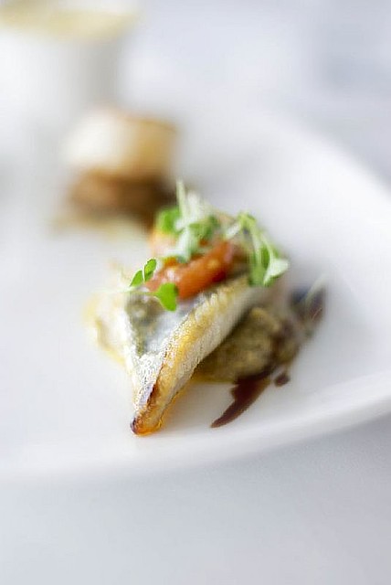 pan fried dory fillet with confit cherry tomato and aubergine caviar