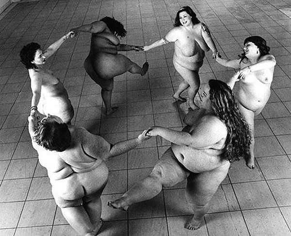 fat women dancing joyfully