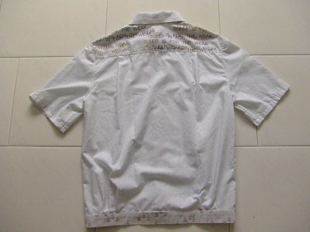 Shirt Back | Short-sleeved Shirt, White-Based Teal-Striped S… | Flickr