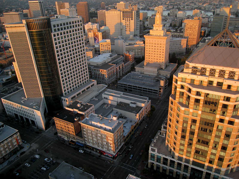 Downtown Oakland sunset by Michael Layefsky