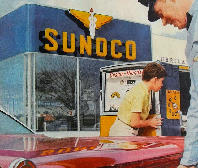 1960s SUNOCO Vintage Gas Station Pump Garage ADVERTISEMENT Photo