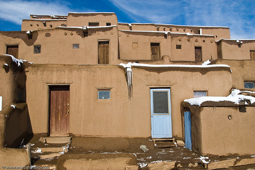winter house snow ice home closeup doors indian details pueblo structure adobe taos