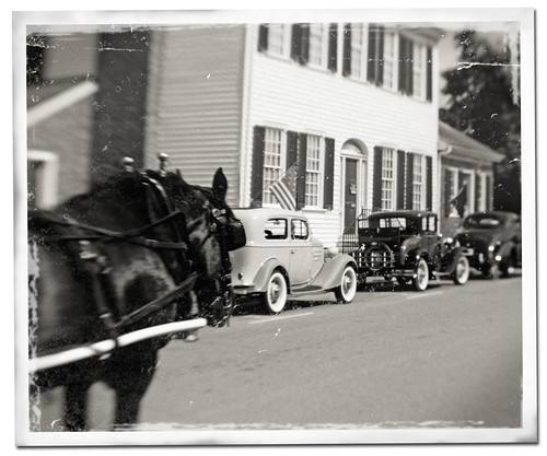 street blackandwhite horse ford sepia lensbaby vintage mono kentucky historic danville chevy autos harness brassbandfestival gabbf mcdowellhousemuseum